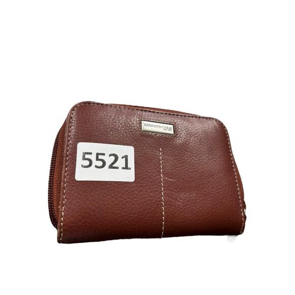 Kenneth Cole Brown Leather Zip-Around Wallet With Card Slots & Snap Pockets - Picture 11 of 11